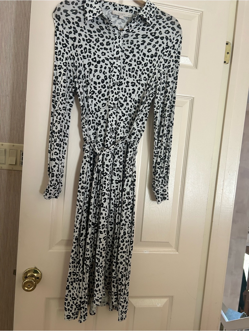 LOFT Black and White Jersey Leopard Midi Dress